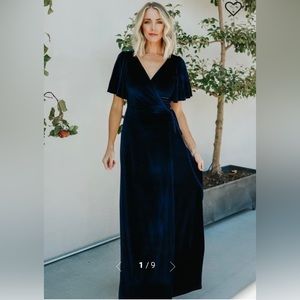 Never worn. Baltic Born Meghan Velvet Wrap Maxi Dress | Navy - Size Small